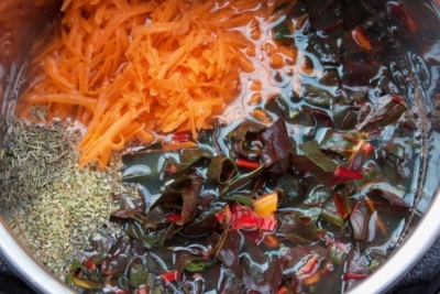 Lentil soup ingredients in Instant Pot